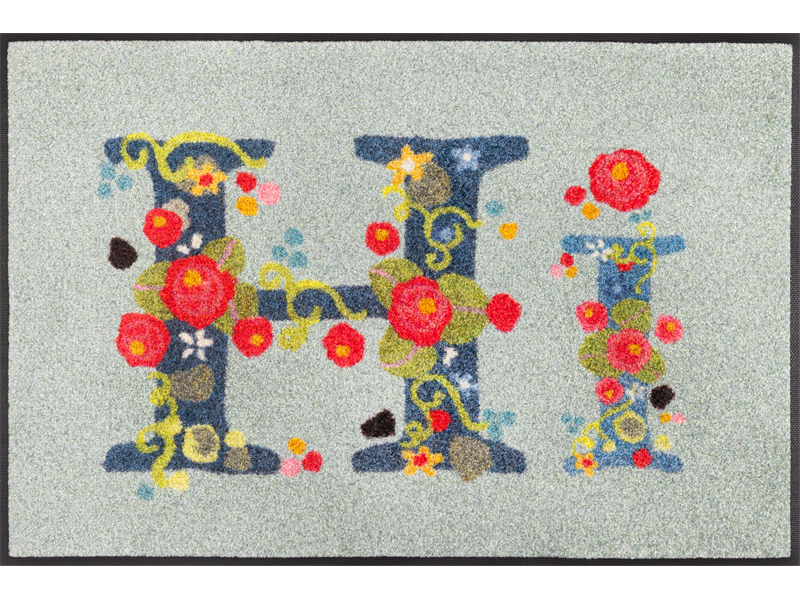 שטיח דגם ורדים עם המילה "Hi"