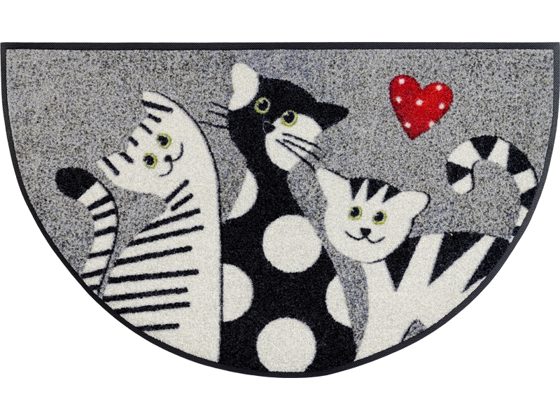 שטיח חצי עגול דגם "שלישיית חתולים"